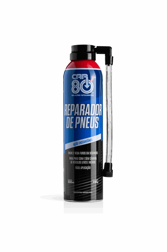 Produto químico que enche e veda furos em pneus. Ideal para te acompanhar em longas viagens